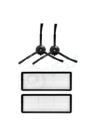 Roborock Qrevo Maxv / Qrevo Pro / Qrevo S Siyah Uyumlu Hepa Filtre Ve Yan Fırça-4 Parça