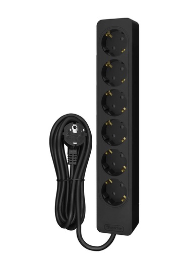 Seldur 6'lı Kablolu Topraklı Çocuk Korumalı 5 Metre Siyah Priz 5 M