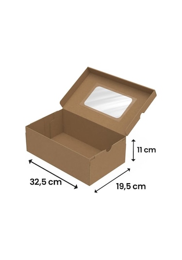 32,5x19,5x11 - 25 Adet Pencereli Kendinden Kapaklı Ayakkabı Kutusu