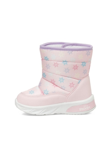 Frozen Teta Pembe Cırtlı Kürklü Kız Çocuk Kar Botu Pembe