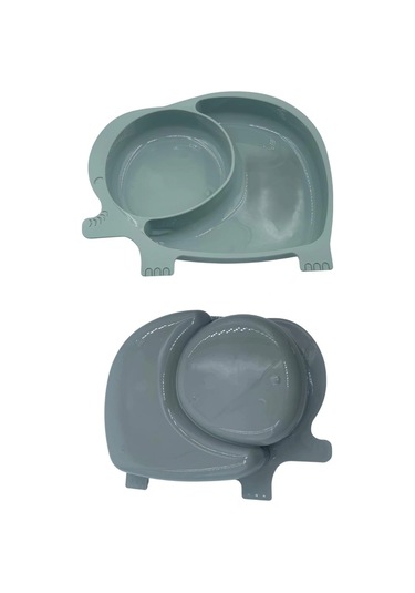 Bebek Ve Çocuk İçin Sevimli Fil Model Desenli Yemek Bebek Mama Kabı Bölmeli Tabak Çok Renkli