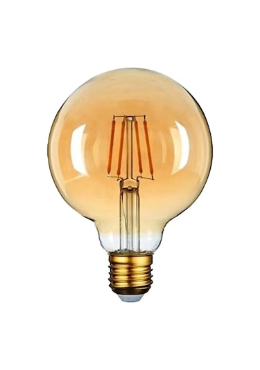 Rustik Led Ampül E27 Duy G95 4w Bal Cam Sarı Işık Tasarruflu Deko