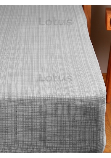 Fırça Desen Ranforce Lastikli Fitted Çarşaf Takımı Tek Kişilik Yastıklı Gri