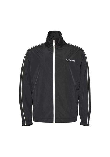Calvin Klein Erkek Dik Yaka Kolu Şeritli Track Ceket - Siyah-9200 Black Calvin Klein Erkek Dik Yaka Kolu Şeritli Track Ceket - Siyah-9200 Black