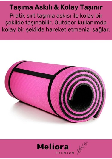 Taşıma Askılı Konfor Modeli Çift Taraflı Kaymaz Yoga Meditasyon Minderi Pembe Siyah Mat Çok Renkli