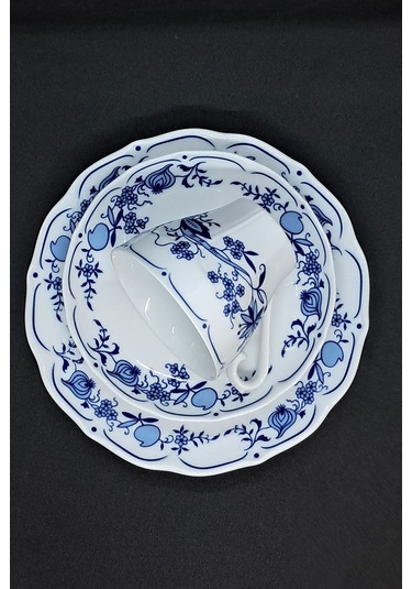 Graff Von Henneberg Saman Desen Duble Vintage Kahve Fincanı 3 Parça 180 Ml Mavi