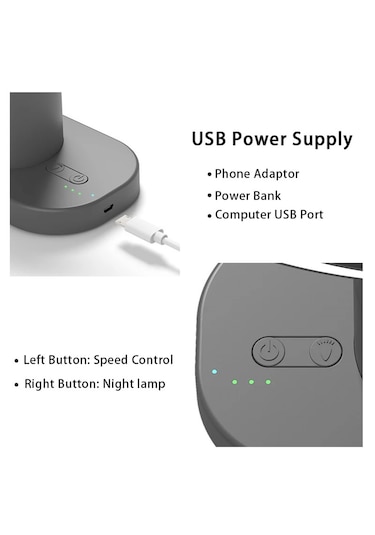Hp-f01 Işıklı Vantilatör Usb Şarjlı Masaüstü Mini Fan 3 Kademel