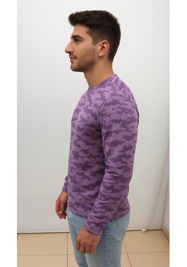 Axxel Erkek Lila Sweatshirt-w1083 Mor 2 İplik Şardonsuz
