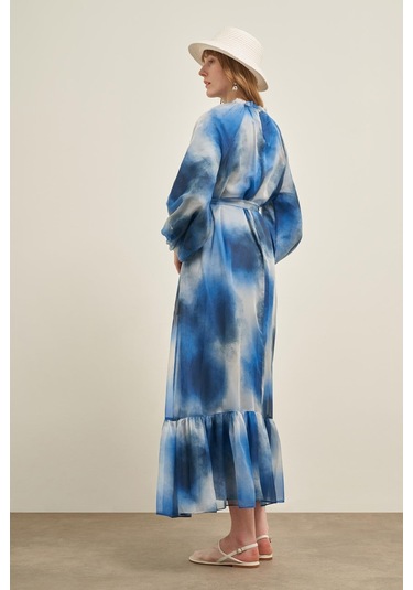 Ftz İpek Saten Elbise İndigo 31039 Indigo