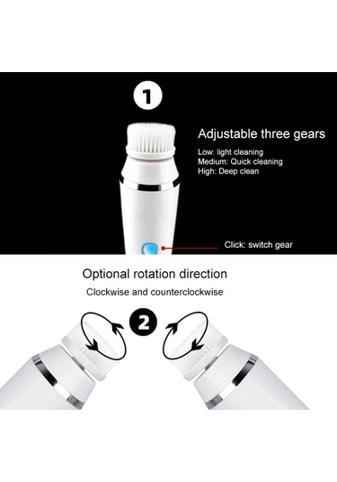 Sones Gözenekleri Ve Siyah Noktaları Temizlemek İçin 4'ü 1 Arada Elektrikli Yüz Temizleme Fırçası Makyaj Temizleme Fırçası Su Geçirmez Silikon Temizleme Aleti Beyaz