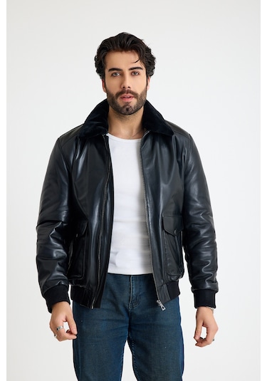 Franko Armondi Pi Lot Model Erkek Deri Ceket E71-klj-2071 Siyah