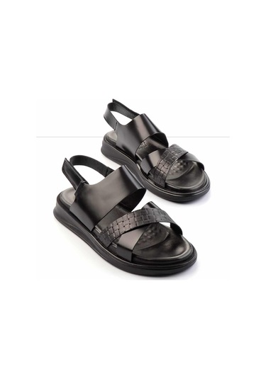 Siyah Leather Erkek Sandalet E05433015214 Siyah