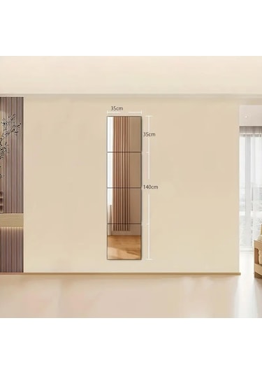 Kare Pleksi Ayna 35x35cm 4 Adet - Silver Gümüş