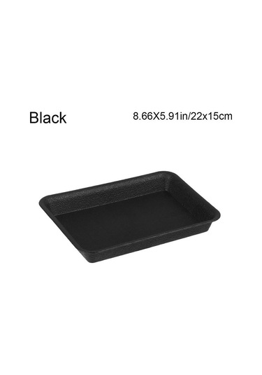 Black-22cmx15cm-1 Adet Plastik Dikdörtgen Dayanıklı Saksı Damlama Tepsileri Plastik Tepsi Tabakları Bitki Tabağı Kapalı Açık