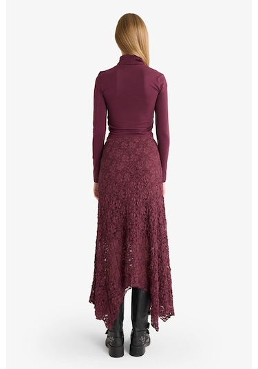 Defacto A Form Normal Bel Dantel Midi Etek G5225ax25wnbr232 Bordo-br232