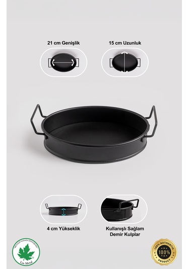 Azalea İkram Tabağı / Tepsisi Tel Kulplu Siyah