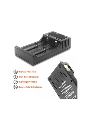 Geeksen Liitokala Lii-s2 Çift Yuvalı Akıllı Şarj Cihazı - 18650/26650/21700/aa/aaa Pil Şarjı, Lcd Ekran, Otomatik Polarite