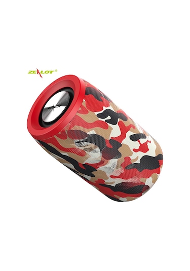 Mufunye Zealot S32 Taşınabilir Bluetooth Hoparlör, 5w Bass, Bt5.0/tf Kart/usb/aux Desteği, 2000mah Pil, Kırmızı Pamuk Kamuflaj
