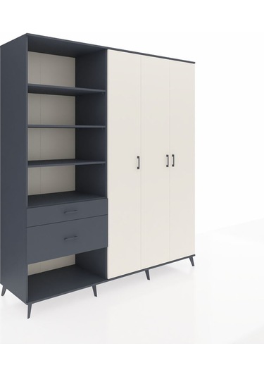 Kronos Dolap 16 Raflı 2 Çekmeceli 3 Kapaklı 220x59x243 Antrasit-aytaşı/antrasit Aytası/antrasıt