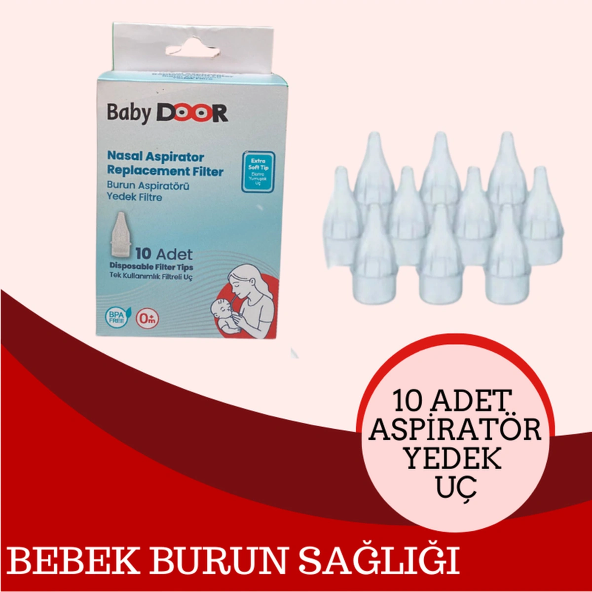 3'lü Paket Nasal Burun Aspiratöru Tek Kullanımlık Filtreli Yedek Uç 30 Adet 3pk 10