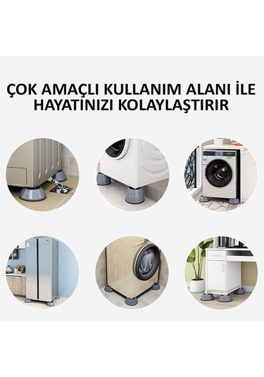 4 Adet Gürültü Önleyici Beyaz Eşya Altlığı Çamaşır Makinesi