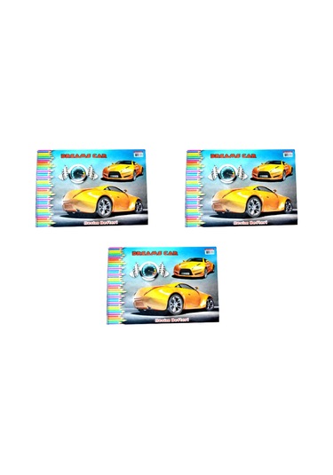 Sim 35x50 Spiralli Karton Kapak 15 Yaprak Resim Defteri 3 Adet