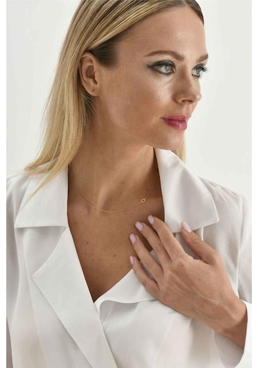 Minamis Silver 925 Ayar Gümüş O Harfi Kadın Köprücük Kolye-2307