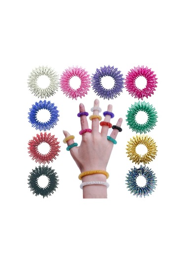 Gençler Yetişkinler İçin 10 Adet Parmak Yüzük Seti Stres