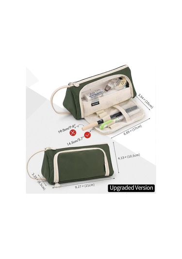 Büyük Kapasiteli Kalem Kutusu Kılıfı Kalem Kutusu Basit Kırtasiye Çantası Okul Kolej Ofis Düzenleyici Gençler Kızlar Yetişkinler Öğrenciler İçin, Koyu Yeşil Çok Renkli