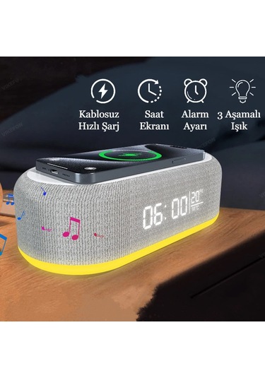 Çok Fonksiyonlu Masa Saati Çalar Saat Zaman Hızlı Şarj