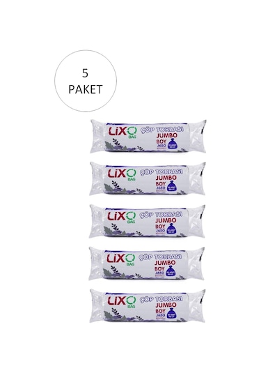 J-650 Jumbo Boy Çöp Torbası 80 X 110 Cm 10 Lu Rulo X 5 Paket 50 Adet Siyah