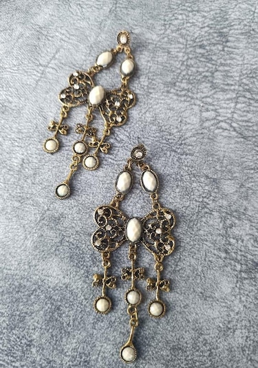 Küpe Otantik Kelebek Eskitme Swaroski Taşlı Vintage Sallantılı Küpe Kadın Takı Hediye Çok Renkli