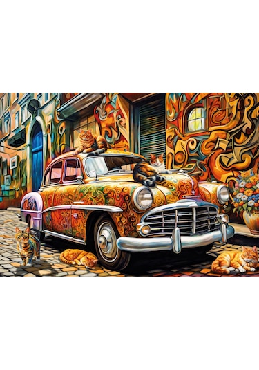Ks Games 500 Parça Araba Üstündeki Kediler Puzzle - Serhat Filiz