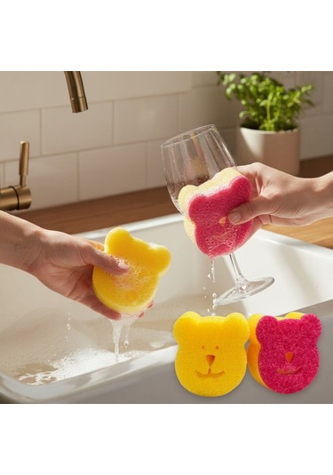 Technow Sponge Çift Taraflı Gülen Yüz Çok Amaçlı Sihirli Bulaşık Süngeri 2 Adet