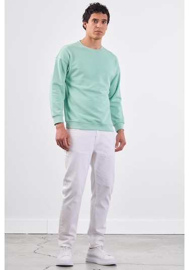 Dufy Mint Yeşili Bisiklet Yaka Regular Fit Erkek Sweatshirt Mint Yeşili