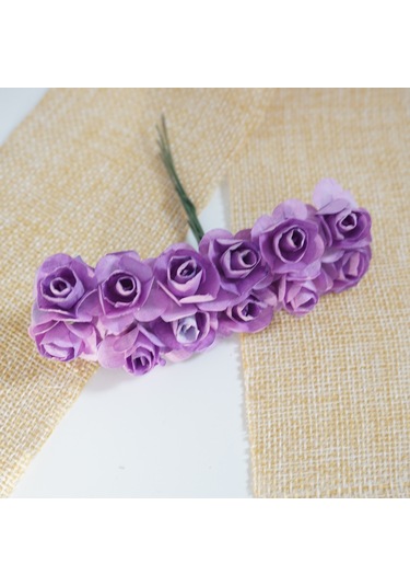 Hangfox El Yapımı Mor Kağıt Gülleri - 12 Demet 12 Adet/demet - 2.5 Cm Çaplı - Düğün, Parti Ve Dekorasyon İçin