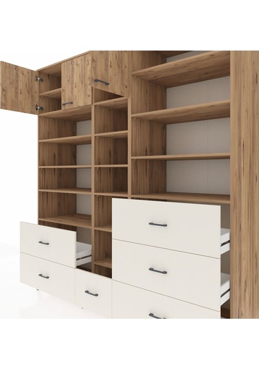 Kronos Dolap 17 Raflı 6 Çekmeceli 3 Kapaklı 220x59x243 Çam-çam/aytaşı Atlas Çam/aytası