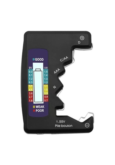 Neevoyu Bt886 Pil Testeri - Çeşitli Pil Tipleri Aa, Aaa, 9v, Düğme İçin Lcd Ekranlı Voltaj Ve Güç Ölçer - Siyah