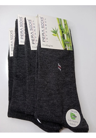 12 Çift Bambu Soket Çorap Karışık Renk Gri, Siyah, Lacivert Gri - Lacivert - Siyah