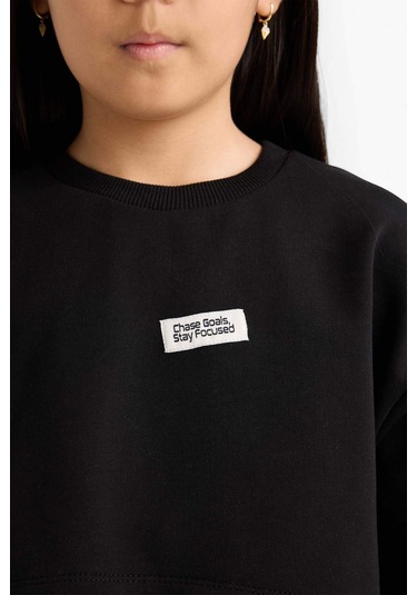Defacto Kız Çocuk 2li Takım Relax Fit Bisiklet Yaka Baskılı Sweatshirt Atlet F2797a825aubk81 Siyah Defacto Kız Çocuk 2li Takım Relax Fit Bisiklet Yaka Baskılı Sweatshirt Atlet F2797a825aubk81 Siyah
