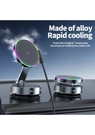 Willowhaven Siyah K3 Kablosuz Sarjli Gelistirilmis Vakumlu Manyetik Arac Telefon Tutucu Super Guclu Emisli Evrensel