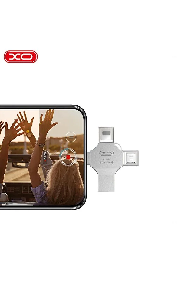 Xo-dk04 128gb 4 İn 1 Usb2.0 + Type-c + Micro + Lightning Metal Go Vdeli Flash Disk 128 Gb