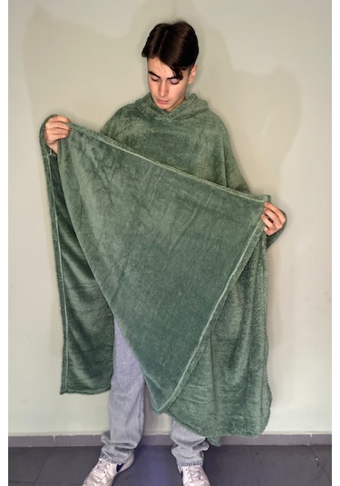 Giyilebilir Hoodie Battaniye Rahat Kalıp Tek Beden Çağla Yeşili