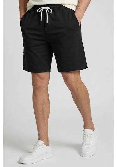 Tommy Life Siyah Standart Fit Basic Arka Cepli Erkek Şort - 88314