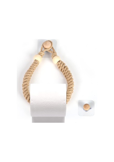 Halat Havluluk Banyo Kağıtlığı Tuvalet Rulosu Tutucu Retro Jüt Halat Ahşap Havlu Askısı Banyo Mutfak İçin Diğer