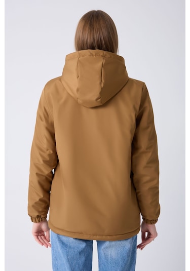 Montland Kadın Taba İçi Kürklü Su Ve Rüzgar Geçirmez Kapüşonlu Kışlık Mont Taba