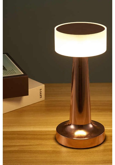 Rosegold Dekoratif Şarjlı Dokunmatik Led Masa Lambası Dimli 56r