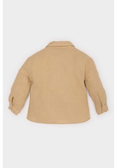 DeFacto Erkek Bebek Nakışlı Müslin Uzun Kollu Gömlek E2023A525SPYL166 Sarı