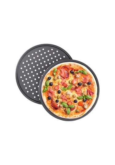 2'li Pizza Tabağı Seti, Yuvarlak Delikli Yapışmaz Diğer