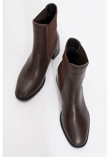 Neiva Kahve Cilt Hakiki Deri Kadın Chelsea Bot Kahverengi Deri